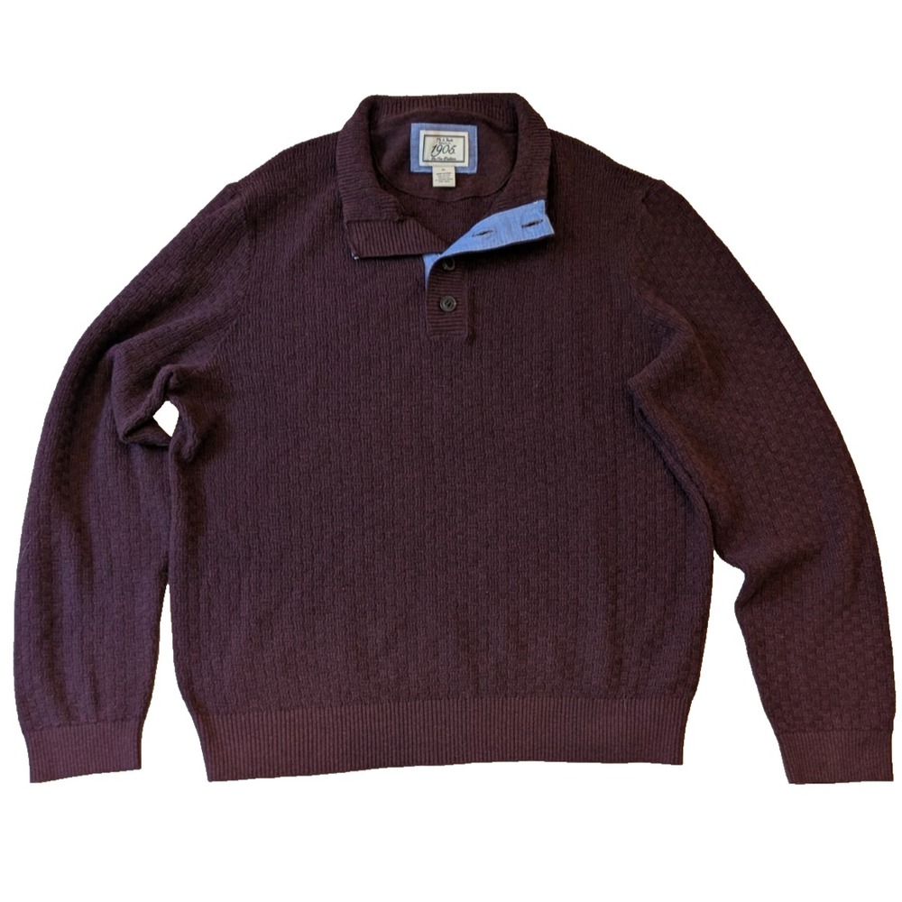 Jos A Bank‎ 1905 Merino Wool Blend Knit Long Sleeve Sweater Mens XL Maroon